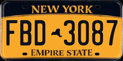 NY license plate FBD3087