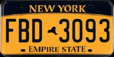 NY license plate FBD3093