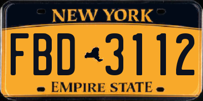 NY license plate FBD3112