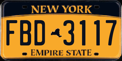 NY license plate FBD3117