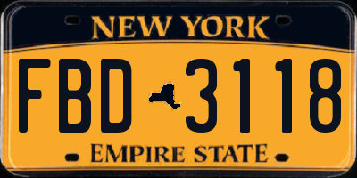 NY license plate FBD3118
