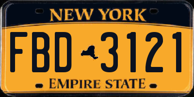 NY license plate FBD3121