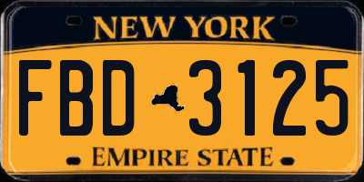 NY license plate FBD3125