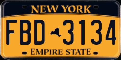 NY license plate FBD3134