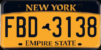 NY license plate FBD3138