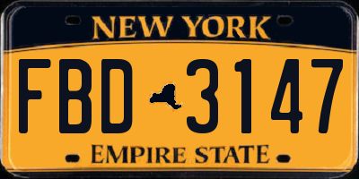 NY license plate FBD3147