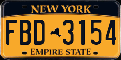 NY license plate FBD3154