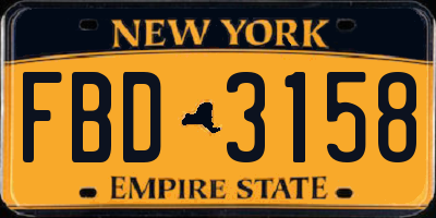 NY license plate FBD3158
