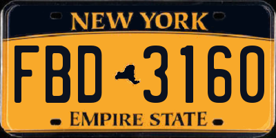 NY license plate FBD3160