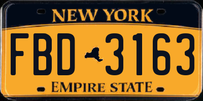 NY license plate FBD3163