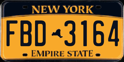 NY license plate FBD3164
