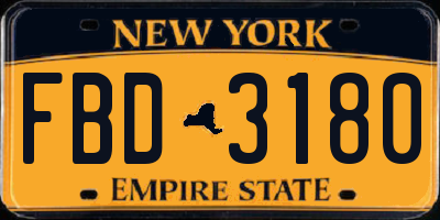 NY license plate FBD3180