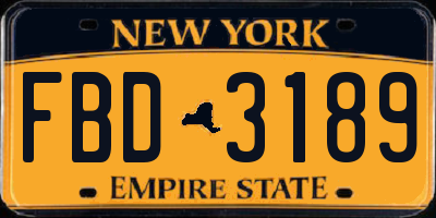 NY license plate FBD3189
