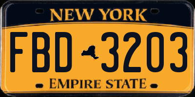 NY license plate FBD3203