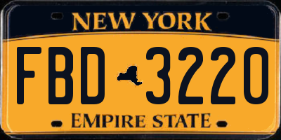NY license plate FBD3220