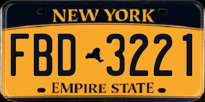 NY license plate FBD3221