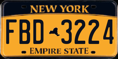 NY license plate FBD3224