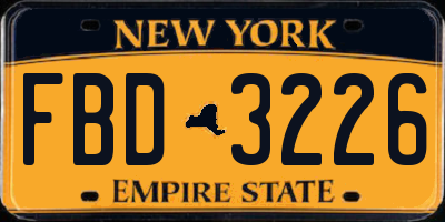 NY license plate FBD3226