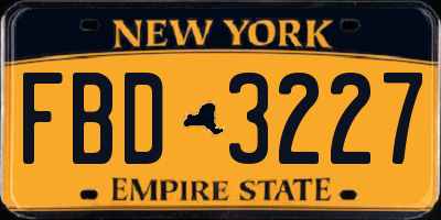 NY license plate FBD3227