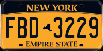 NY license plate FBD3229