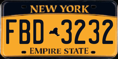 NY license plate FBD3232