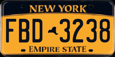 NY license plate FBD3238