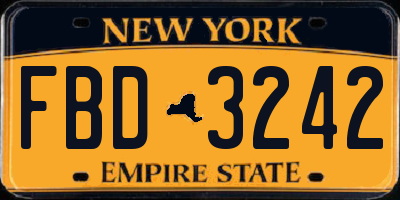 NY license plate FBD3242