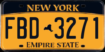 NY license plate FBD3271