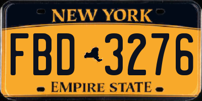 NY license plate FBD3276