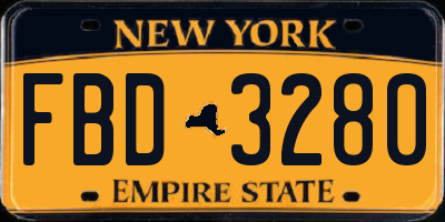 NY license plate FBD3280