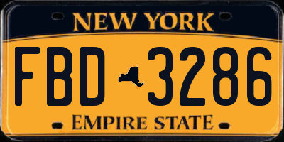 NY license plate FBD3286