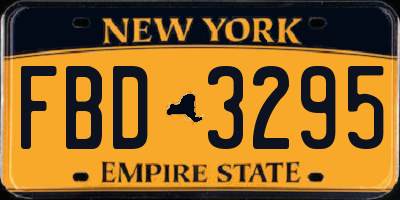 NY license plate FBD3295