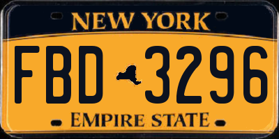 NY license plate FBD3296