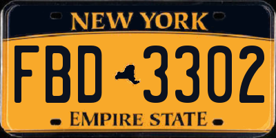 NY license plate FBD3302
