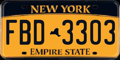 NY license plate FBD3303