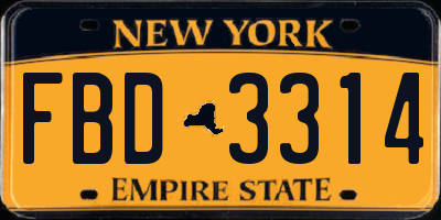 NY license plate FBD3314