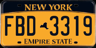 NY license plate FBD3319