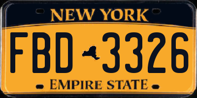 NY license plate FBD3326