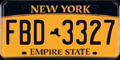 NY license plate FBD3327