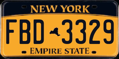 NY license plate FBD3329