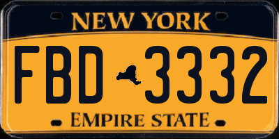 NY license plate FBD3332