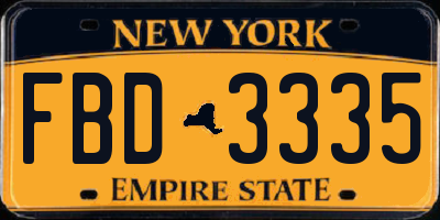 NY license plate FBD3335