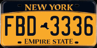 NY license plate FBD3336