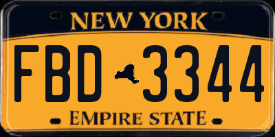 NY license plate FBD3344