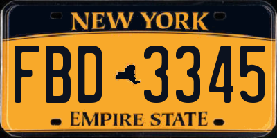 NY license plate FBD3345
