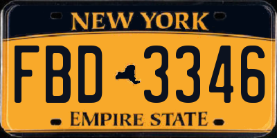 NY license plate FBD3346