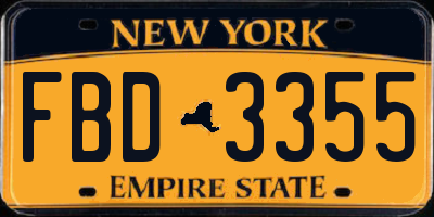 NY license plate FBD3355