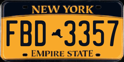 NY license plate FBD3357