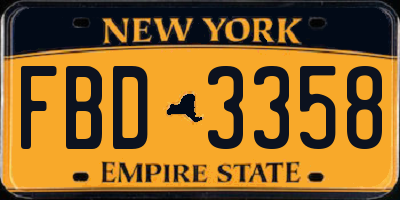 NY license plate FBD3358
