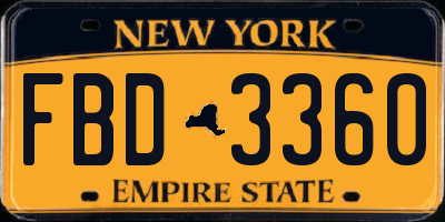 NY license plate FBD3360